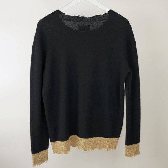 RtA Charlotte Black and Gold Knit Cashmere Sweater - Picture 4 of 8